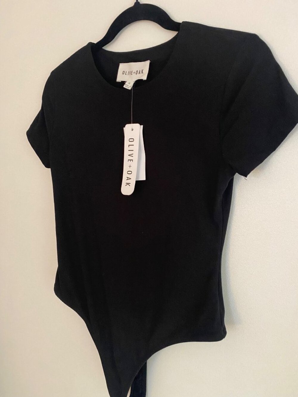 NWT Olive + Oak Black Short Sleeve Stretch Bodysuit Size M - Picture 3 of 10